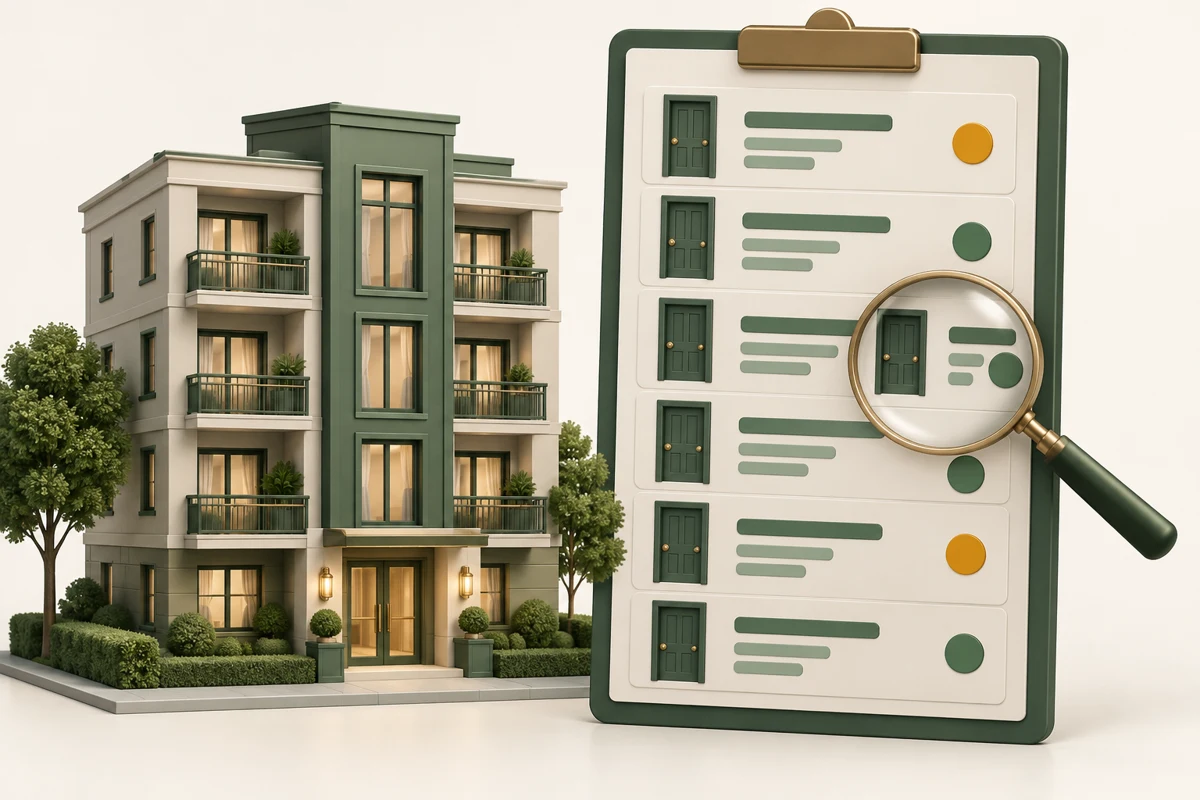 Apartment unit ledger with rent and vacancy review