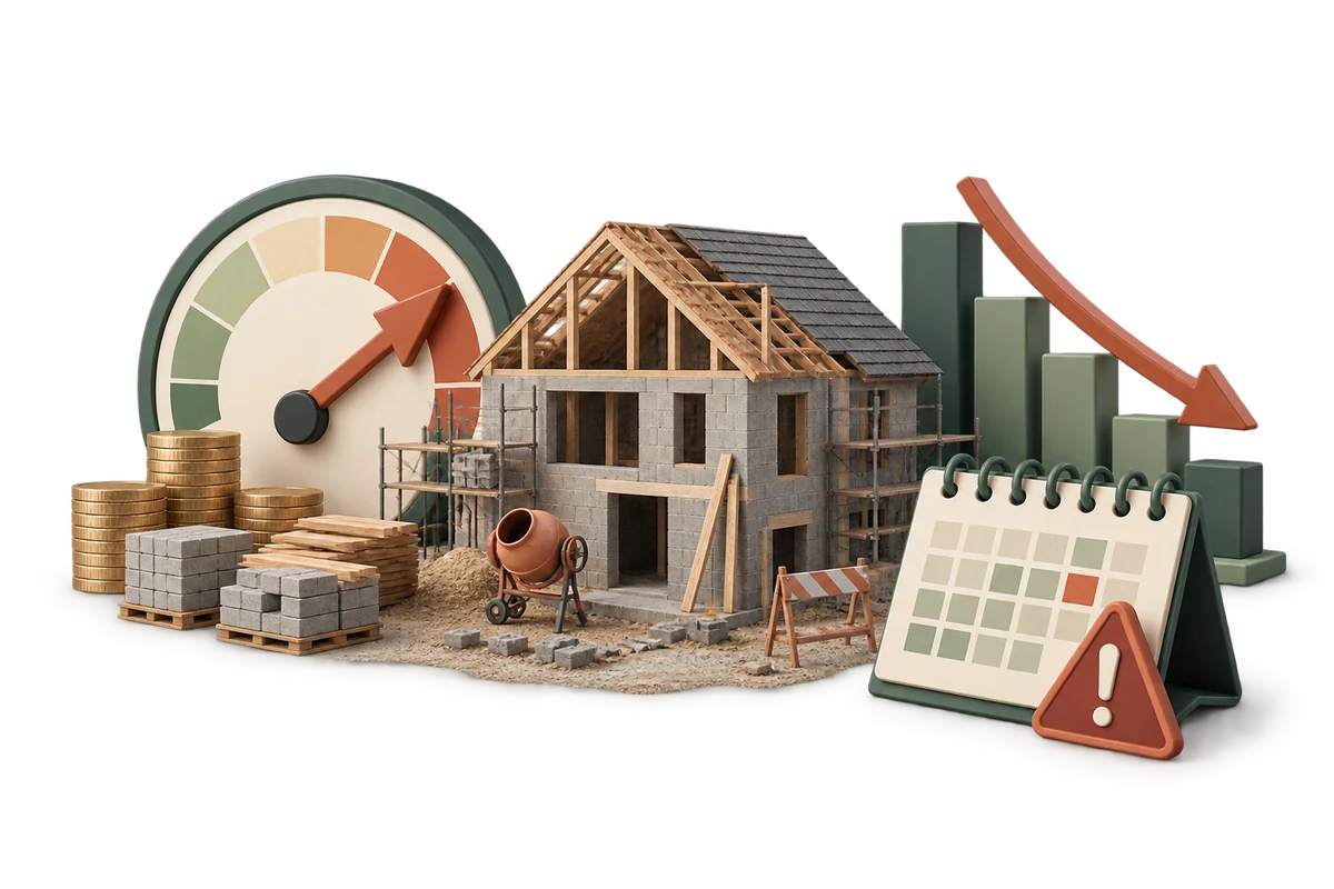 Construction cost overruns, schedule delays, and lower exit valuation