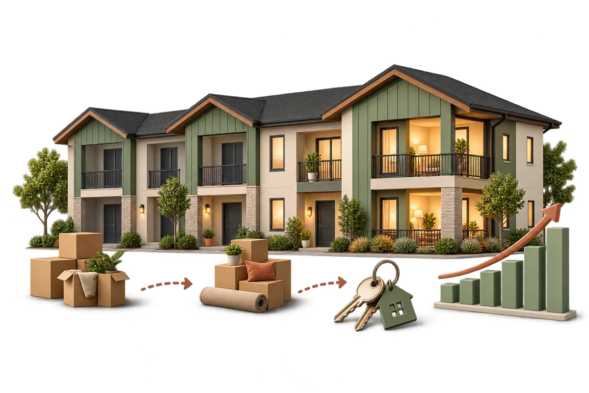 Completed development moving from vacant to occupied