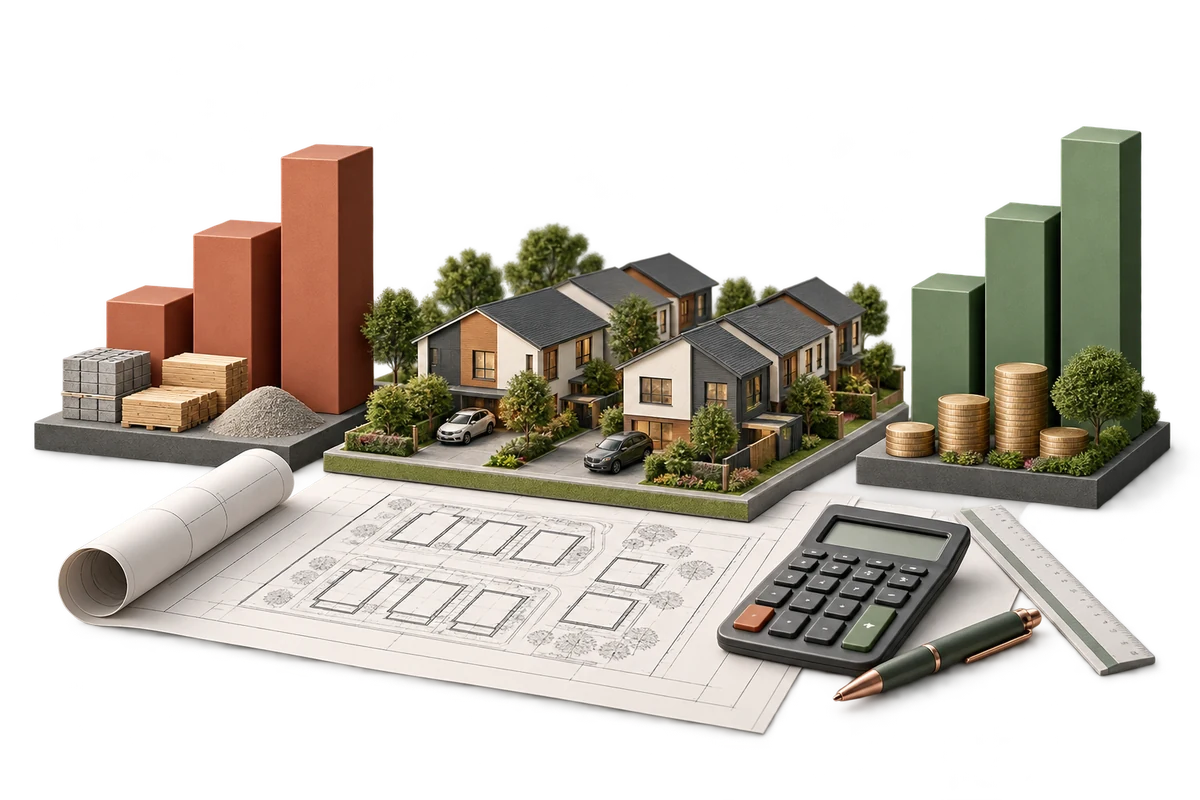 Completed project with construction cost and operating income charts