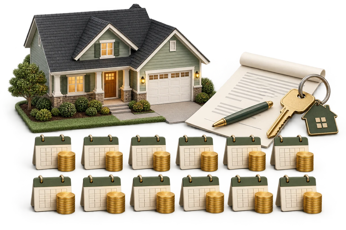 Rental home with a lease and recurring monthly income
