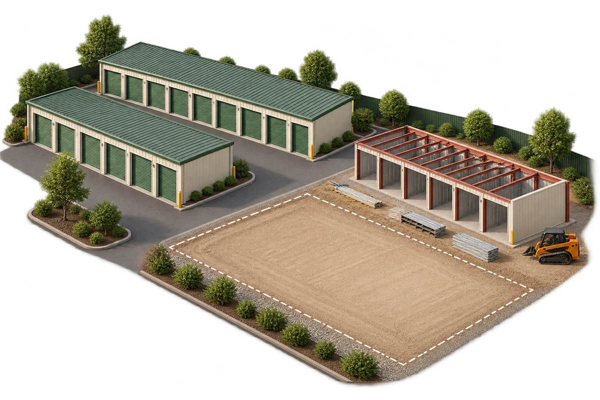 Existing storage facility beside an expansion project