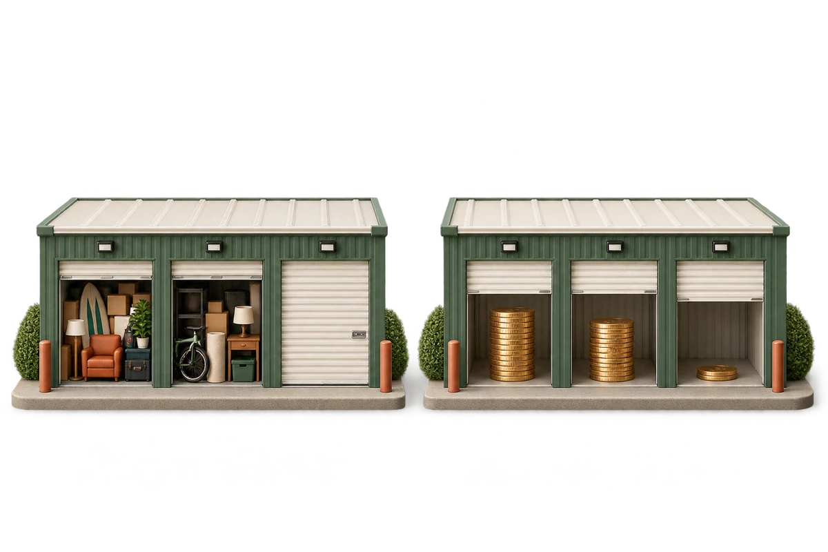 Occupied storage units compared with collected rental income