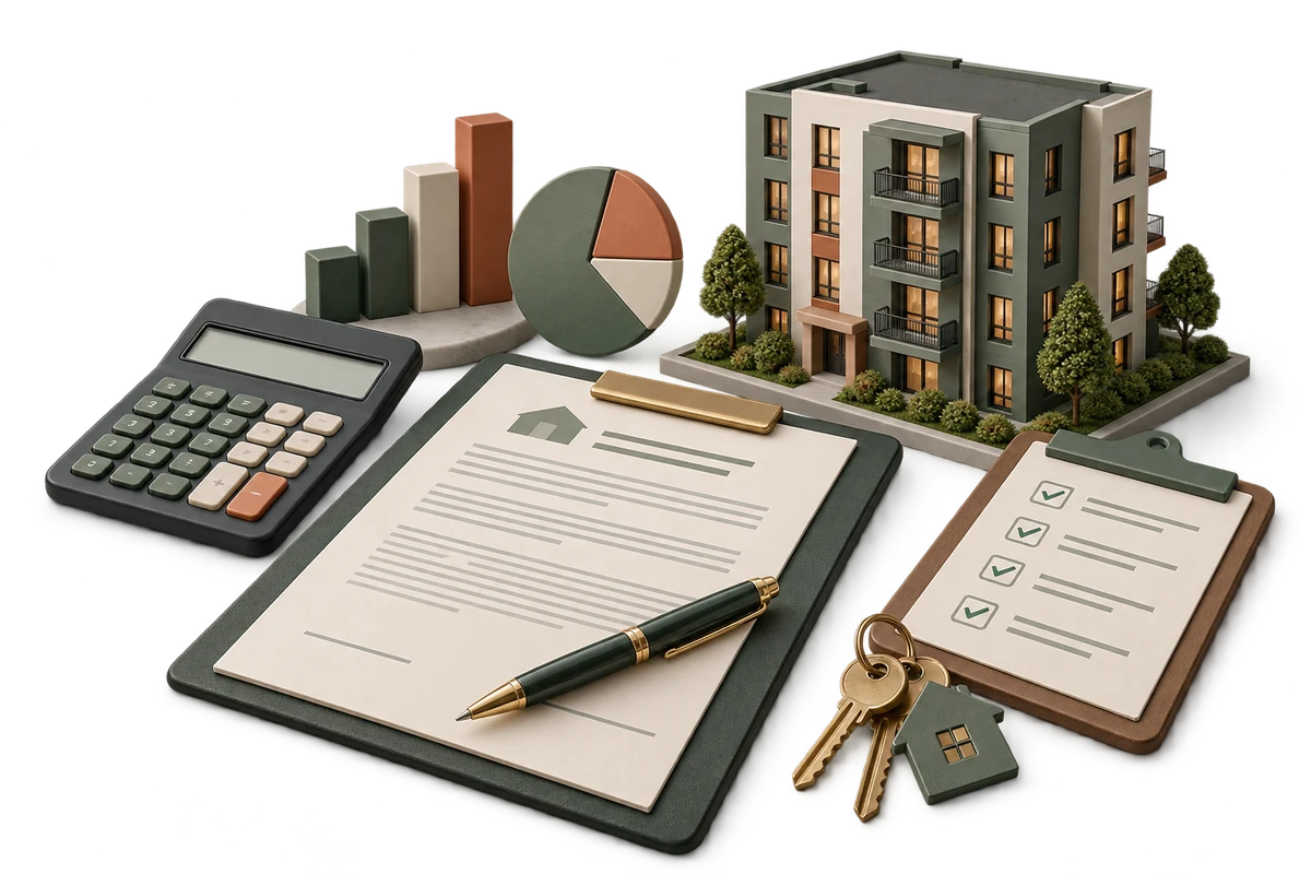 Purchase offer and due diligence checklist supported by financial analysis