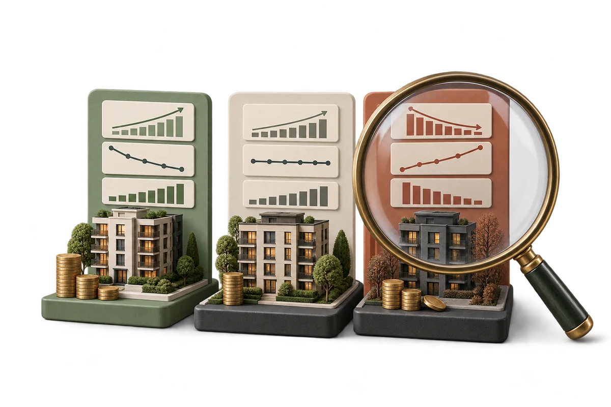 Base, upside, and downside financial scenarios compared