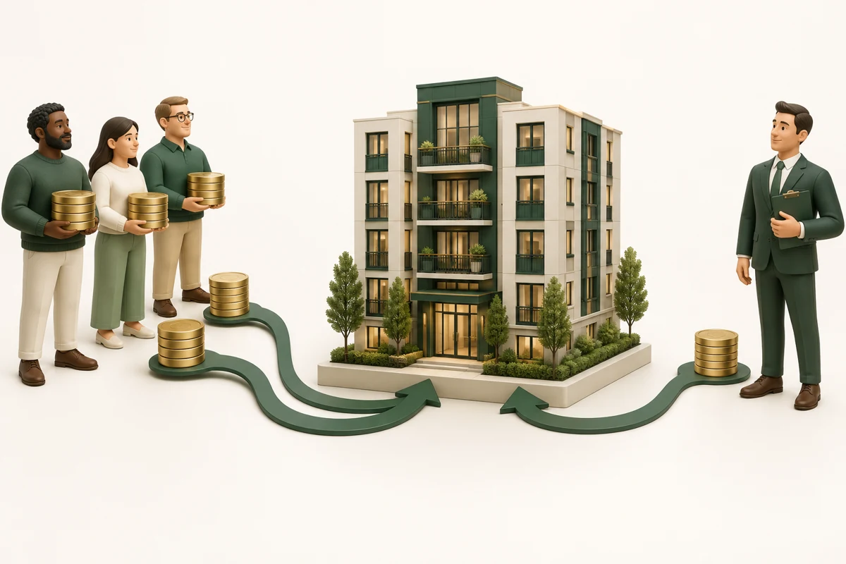 LP investors and a managing GP contributing capital toward the same property