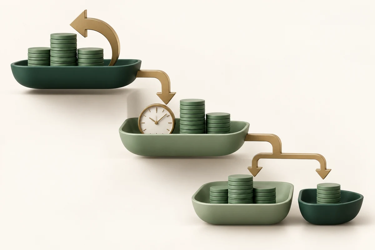Descending distribution tiers: return capital, pay the preferred return, then split remaining cash between LPs and the GP