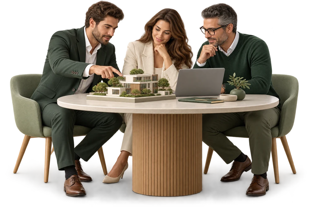 Investors reviewing an analysis together